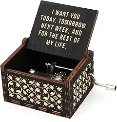 Caixa musical com manivela gravada, mecanismo antigo, vintage, presente personalizável para marido para esposa linda no aniversário, Natal, Ação de Graças, presente de casal para o dia dos namorados