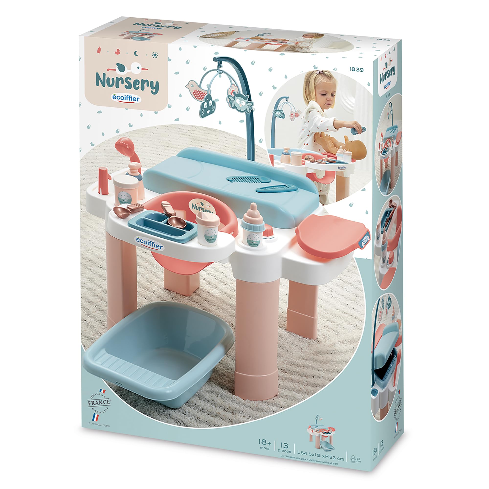 ECOIFFIER -1839 - Ma première Nursery - Jouet d'imitation - pour Enfants - Dès 18 Mois - pour Changer la Couche de bébé comme Les Parents - comme Les Grands - en Plastique résistant