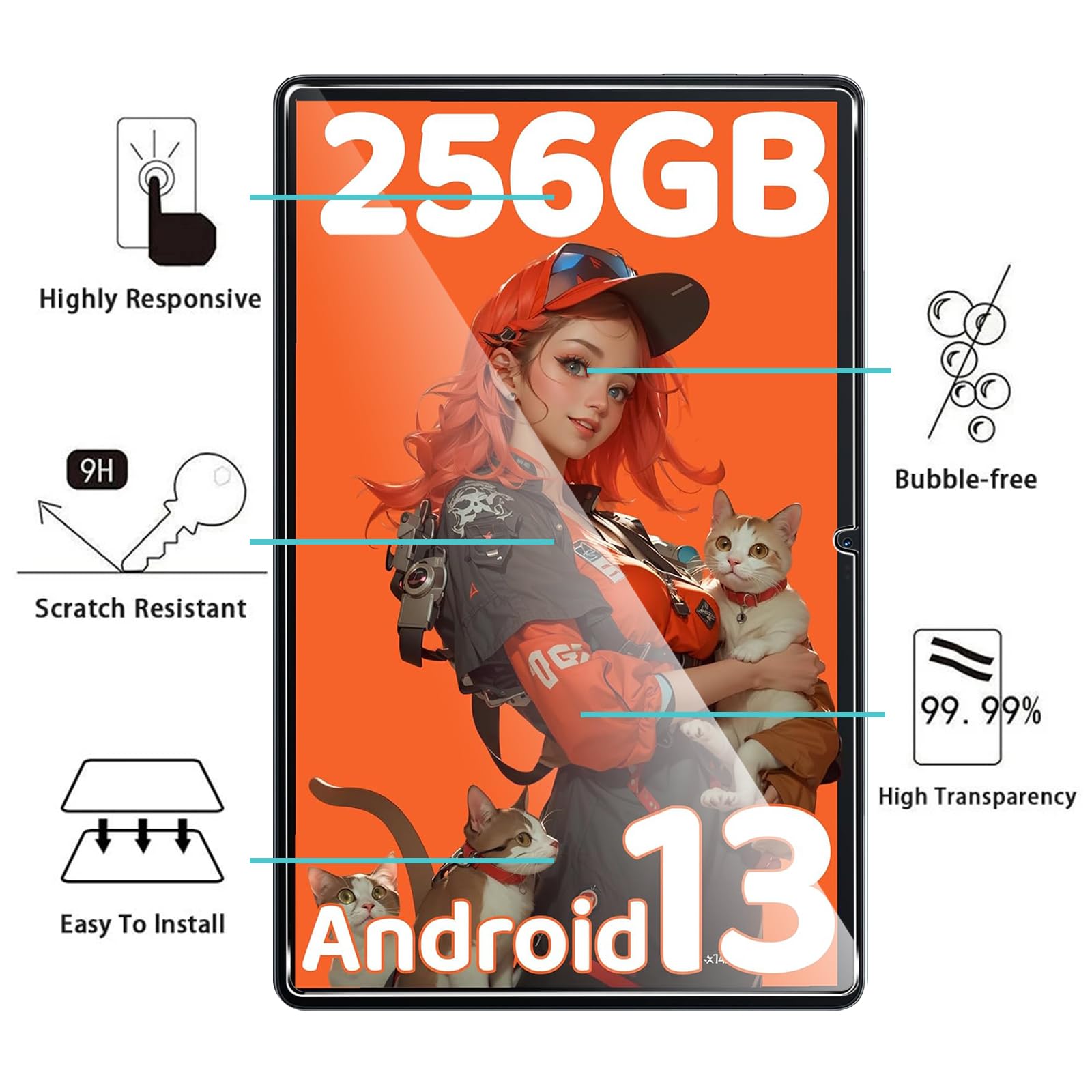 MEMELOKA Vetro Temperato Per Blackview Tab 10 WiFi E Tab 80 – 2 Pezzi, 9H, HD, Anti-impronta, Senza Bolle