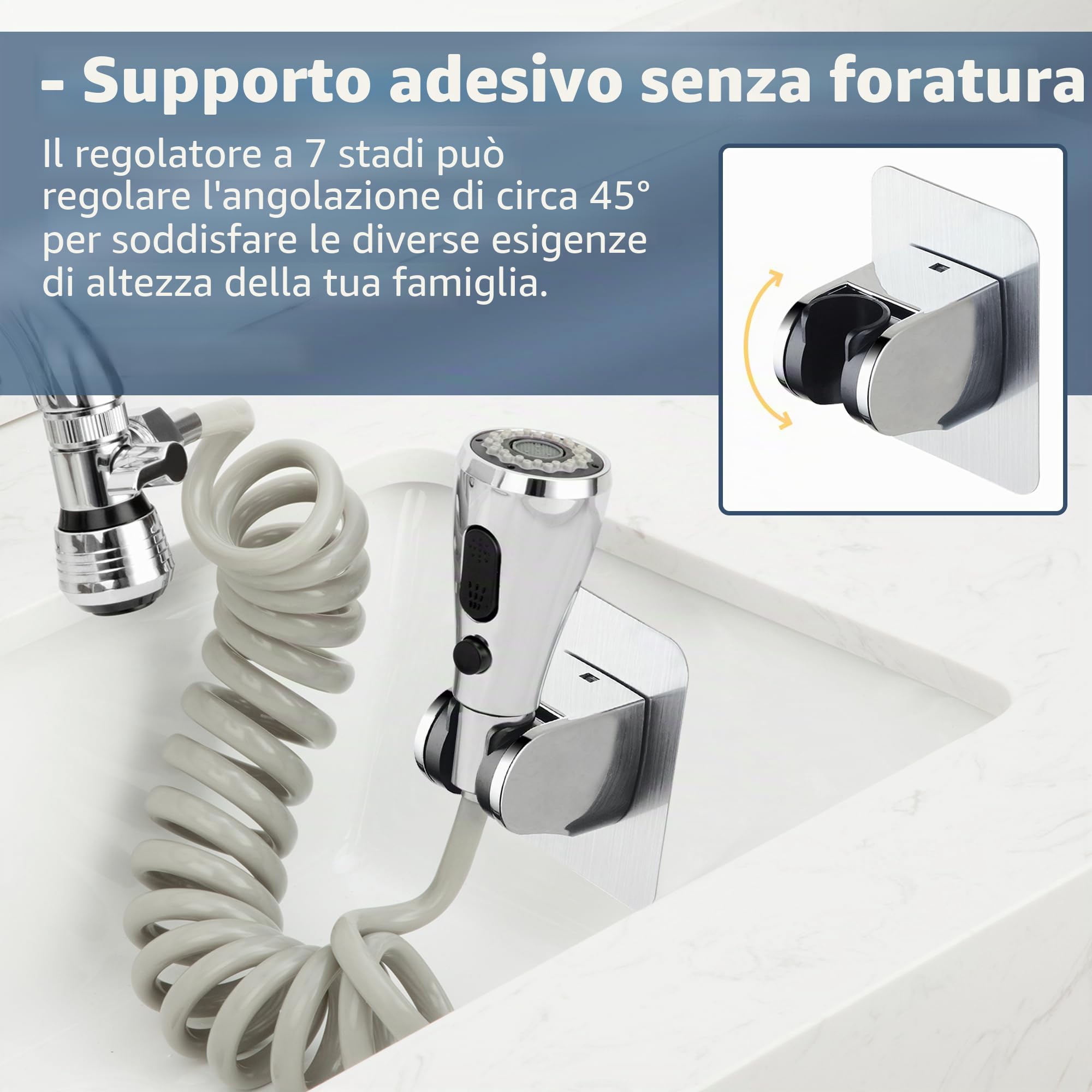 Spruzzatore per lavello da cucina, testa di ricambio per rubinetto con tubo di rinculo da 200,7 cm e supporto, aeratore e valvola deviatrice per rubinetto a risparmio idrico, set di attacco per