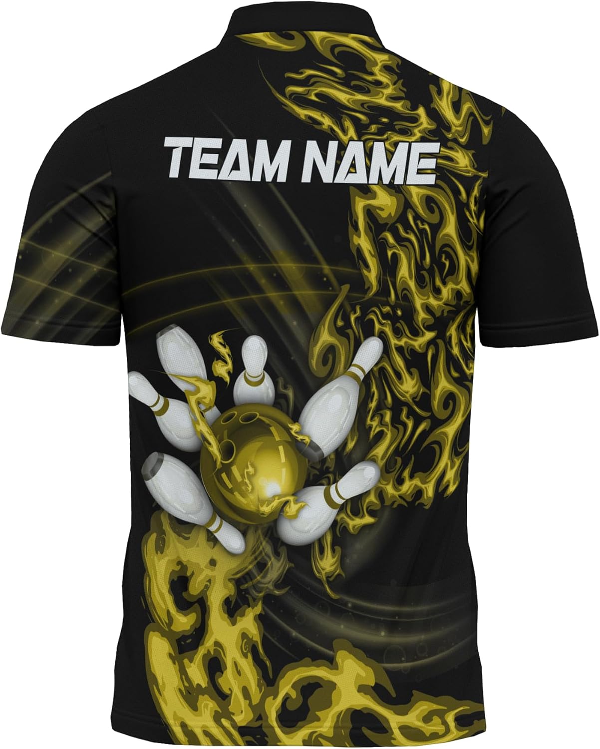 Personalise Bowling Zipper T-Shirt with Custom Name Print Colorful Bowling Ball on Fire 1/4 Zip Jersey for Bowling Team