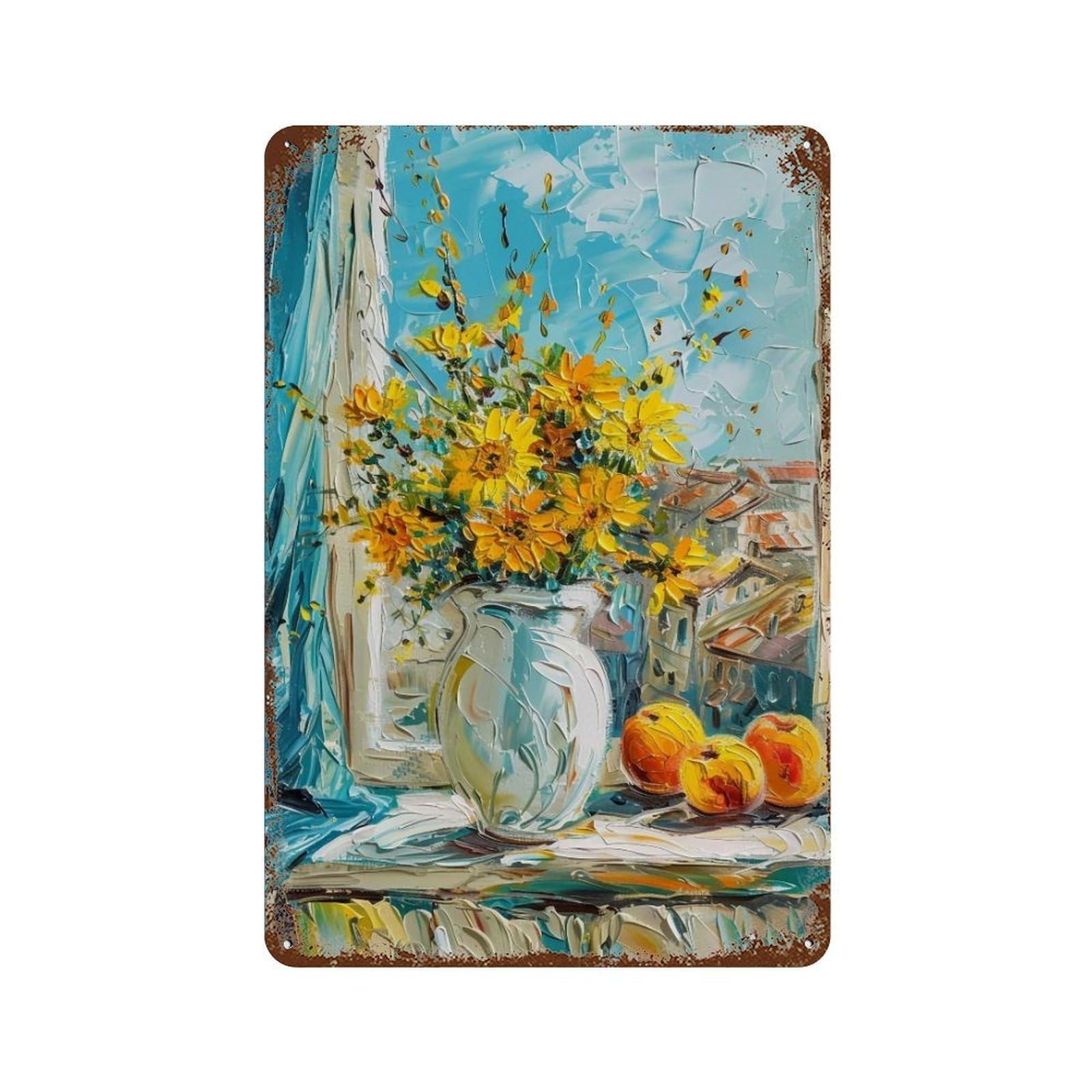 Hduryeyryy Multicolour Daylight Floral Still Life 03 Wall Retro Iron Vintage Art Metal Tin Sign Poster Modern Home Cofffee Club Art Bar Shop Decor 30X20cm