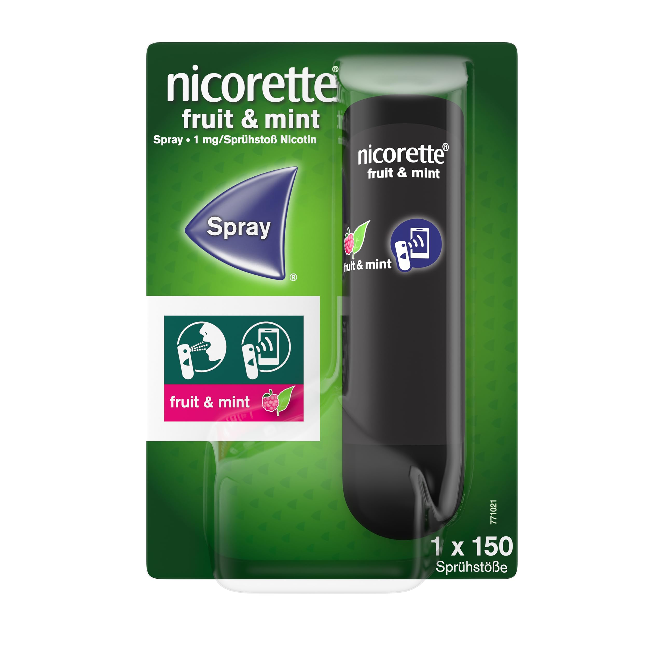NICORETTE Spray mit minzigem Fruchtgeschmack – Rauchen aufhören mit Nikotinspray – 1 Spray ersetzt bis zu 150 Zigaretten – zur Raucherentwöhnung