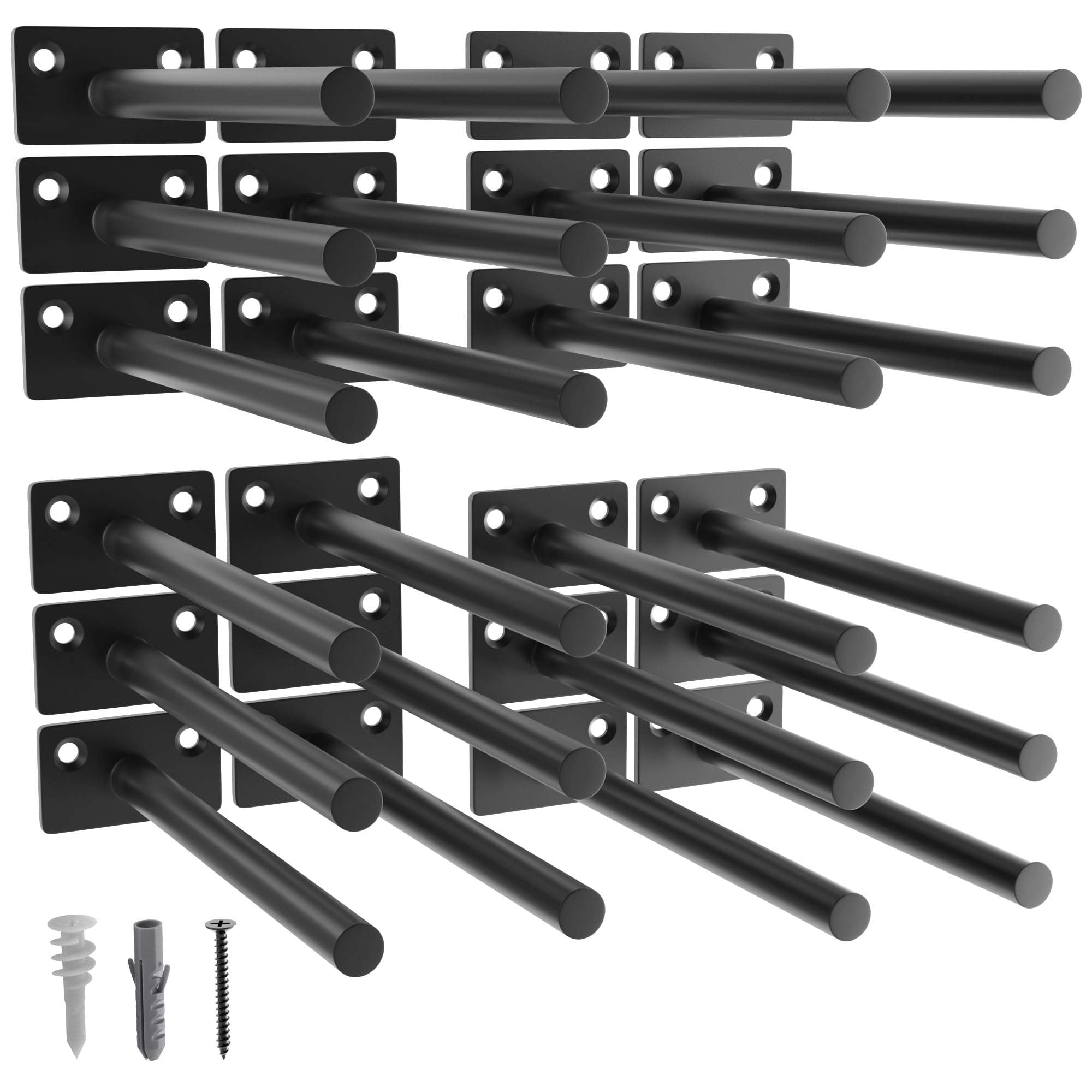 LEOPO Black 24 Pack-6 inch Floating Shelf Bracket, Concealed Shelf Support,Hidden Brackets for Floating Wood Shelves