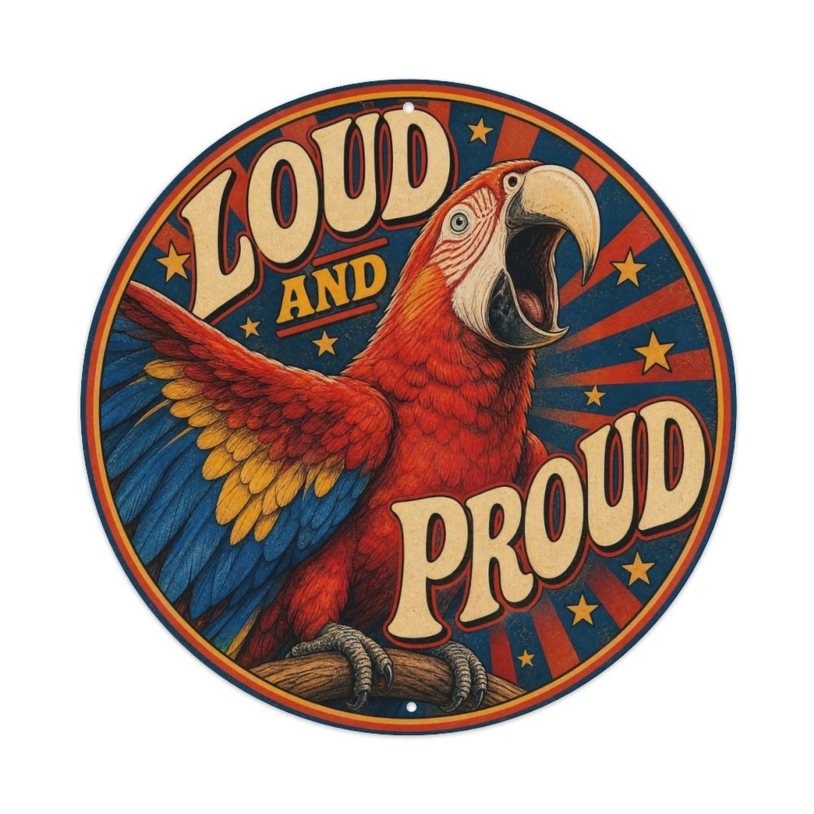 Quirky Macaw Parrot Bird Loud Proud Vintage Rustic Metal Tin Sign