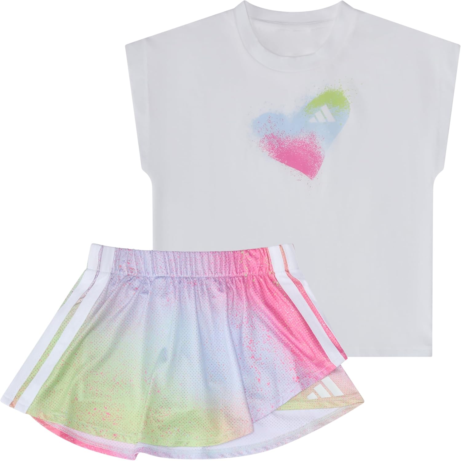 adidas Girls' Box Tee Faux Wrap Skort Set