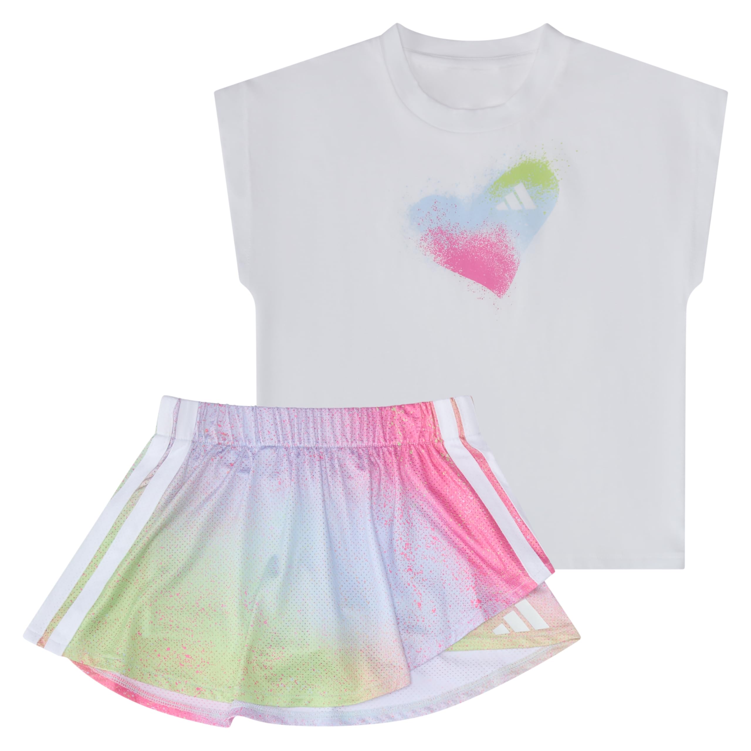 adidas Girls' Box Tee Faux Wrap Skort Set