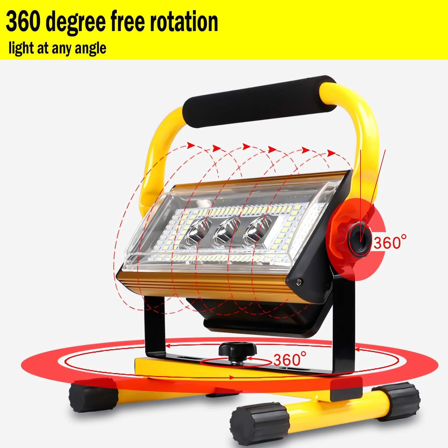 Get Popular Offer UNIKOO 100W Rechargeable COB Work Light Waterproof LED Portable Flood Light for Outdoor Camping Hiking Emergency Car Repairing Fishing (W840)