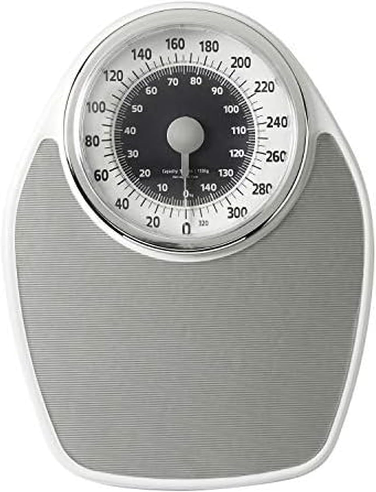 Large Dial Metal Analog Bathroom Scale with Silver Mat – Accurate Measurements up to 330 Pounds, Battery Free