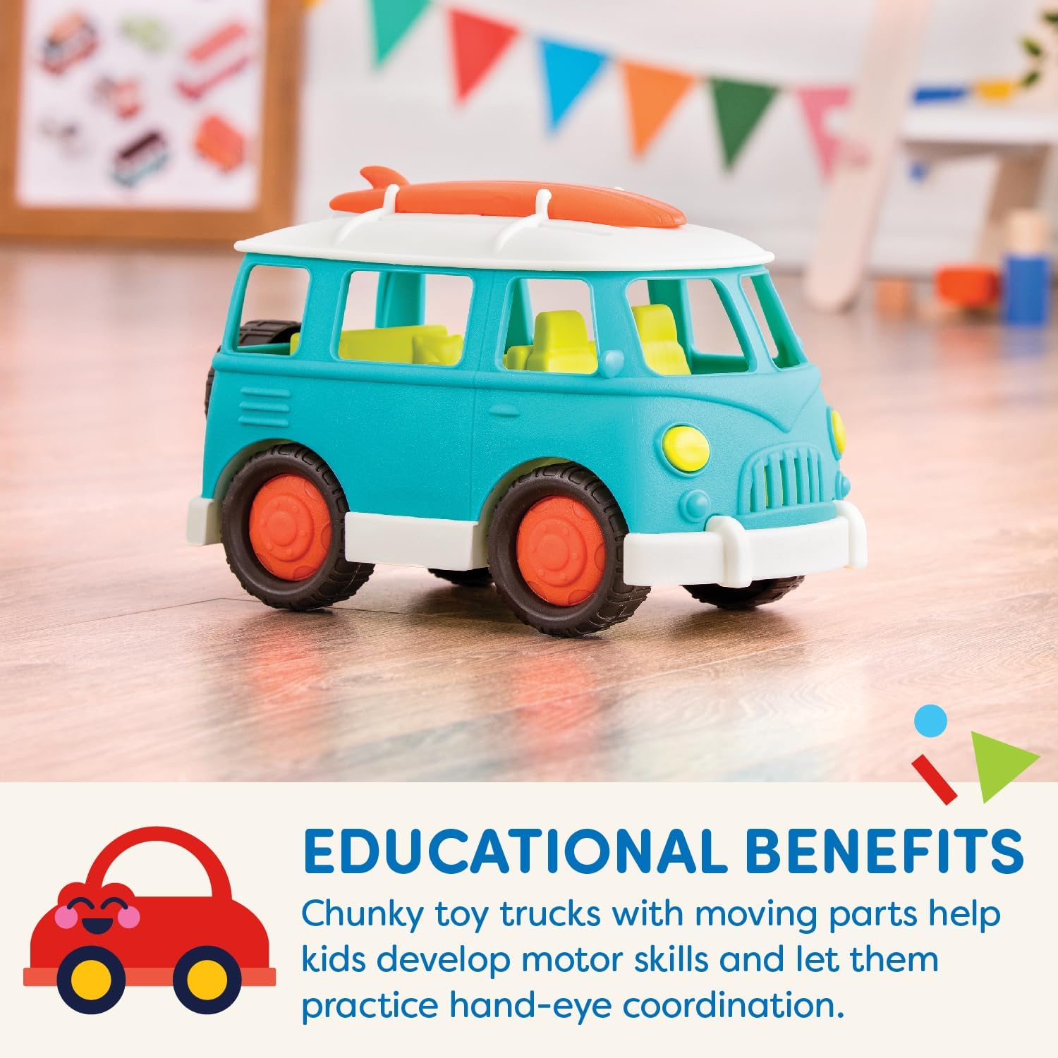 Battat – Wonder Wheels – Blue Toy Camper Van – Toy Rv for Kids, Toddlers – Realistic Details – Recyclable Materials – Camper Van – 1 Year +