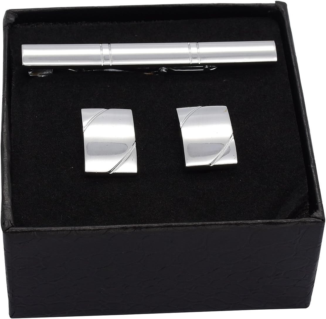 BOPREINATie Clip Cufflinks Set Mens Jewelry with Gift Box, 1.96 Inches - 2.3 Inches
