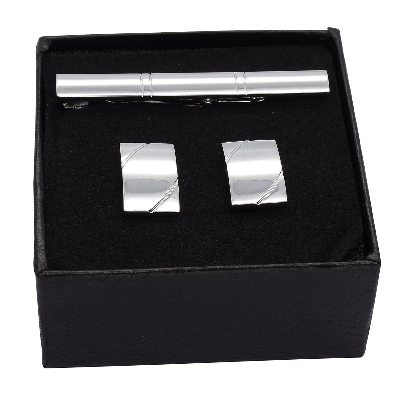 BOPREINATie Clip Cufflinks Set Mens Jewelry with Gift Box, 1.96 Inches - 2.3 Inches