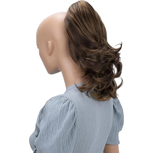 PRETTYSHOP 14"Hair Piece Ponytail Extension Straight Light Curled Nature Looking Heat-Resisting Different Colors (brown mix H82_33BH27)