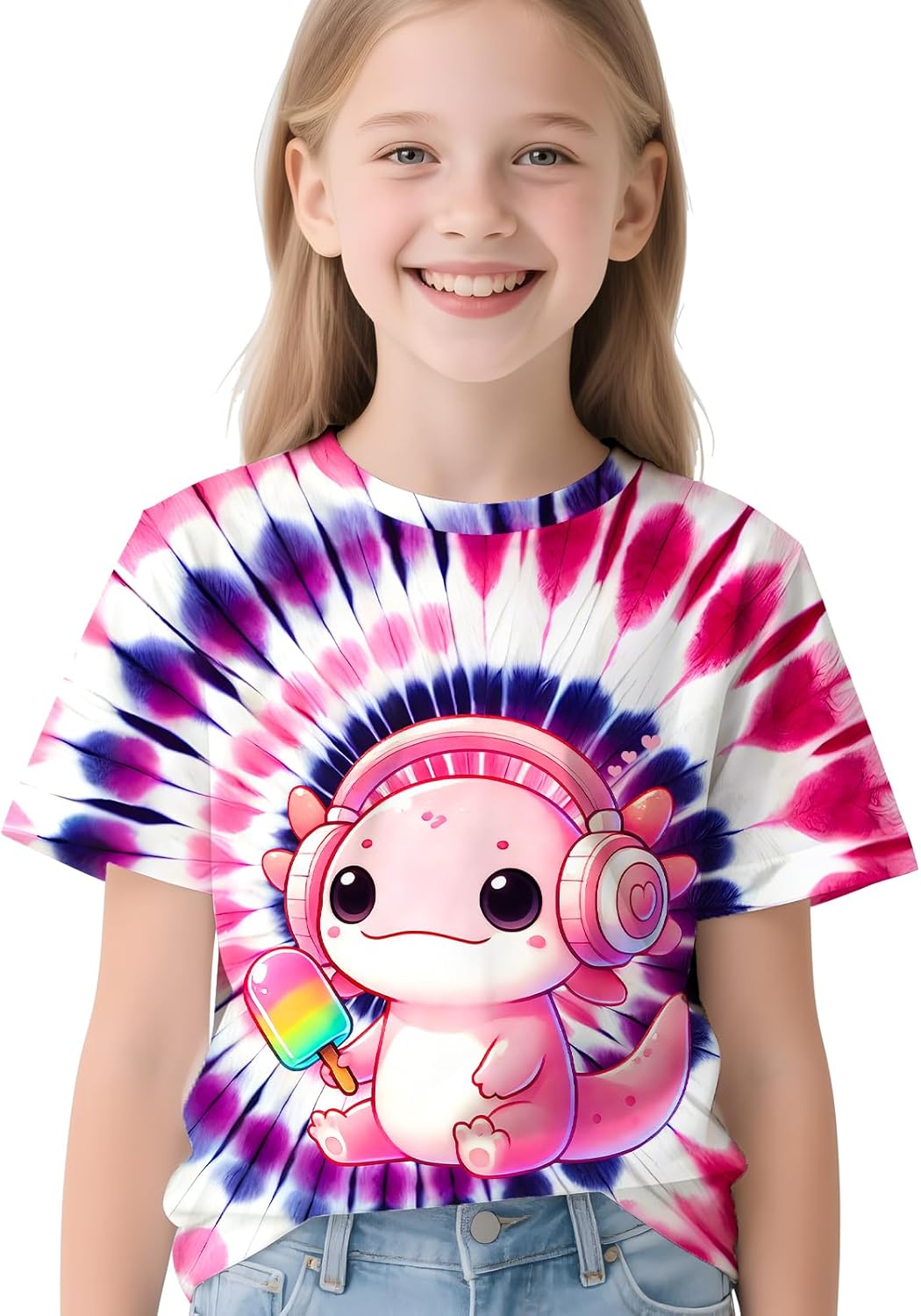 Kids Neon Tie Dye Shirt for Boys Girls Tie-Dye T-Shirt Hippes Tshirt Senior Children Tee Size 6-16 Years Age