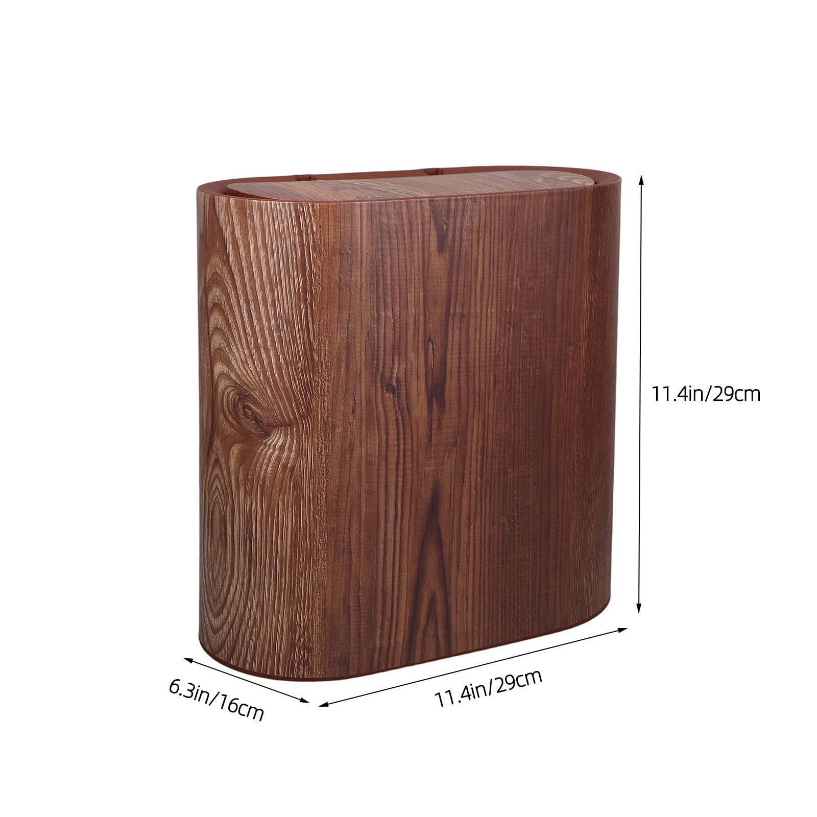 MAGICLULU Cubo de Basura Delgado de 14l con Diseño de Veta de Madera, Plástico Pp Resistente y Tapa Abatible para Baño y Rincones Estrechos, Contención de Olores