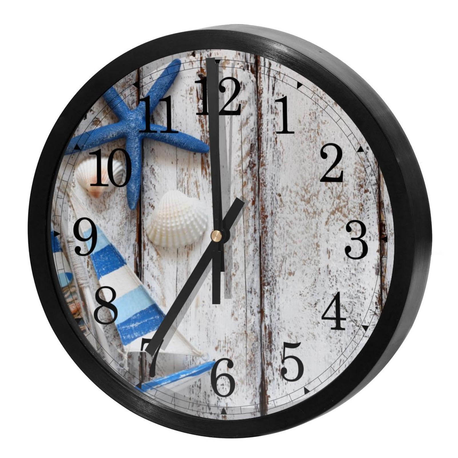 Horloge murale silencieuse pour cuisine et maison motif étoile de mer à quartz