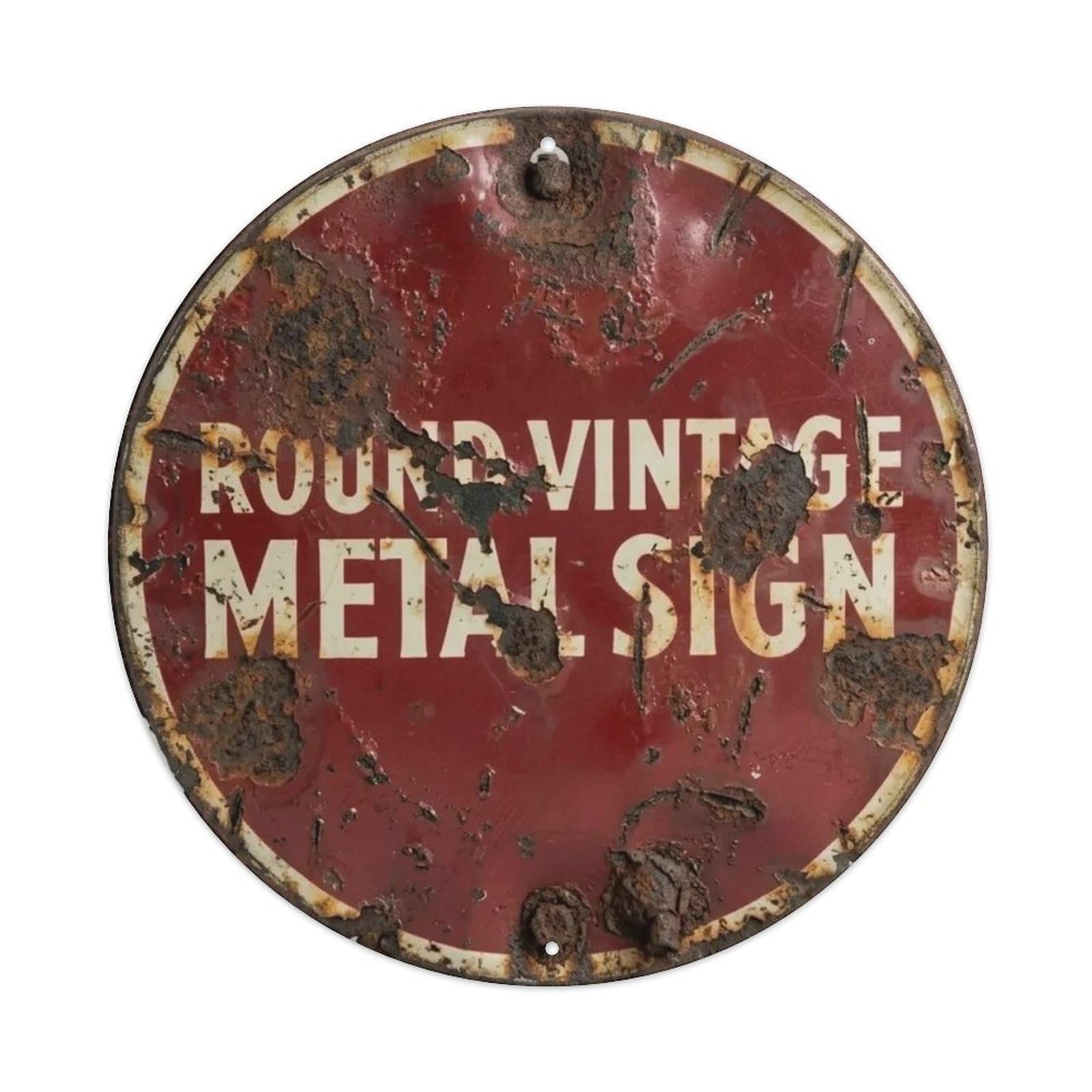 Round-Rusty Metal Tin Sign Plaque