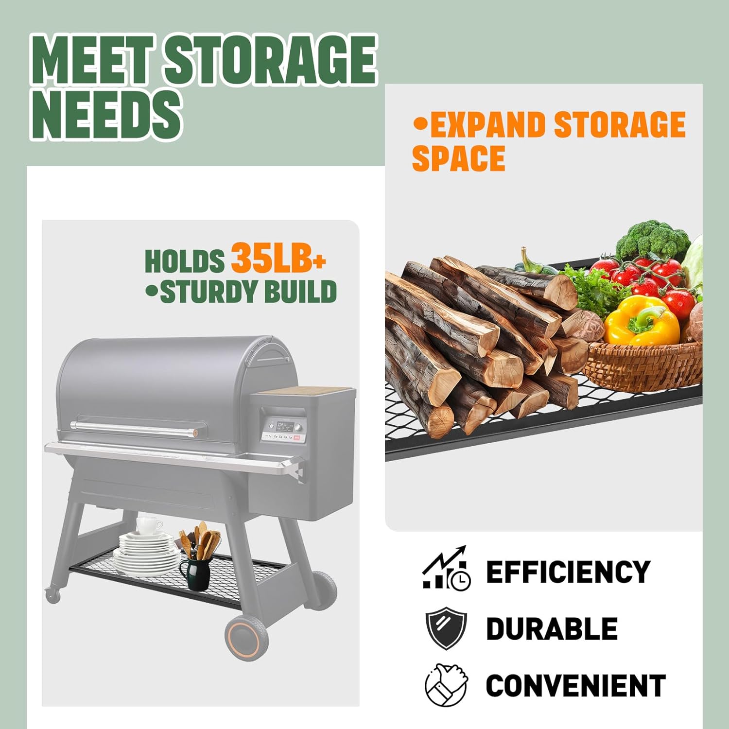 Pellet Grill Storage Shelf Compatible With Traeger Pro 780 and Traeger Ironwood 885, Powder Coated Steel Shelf Increases Extra Storage, Grill Accessories for Traeger Pro 780 and Traeger Ironwood 885