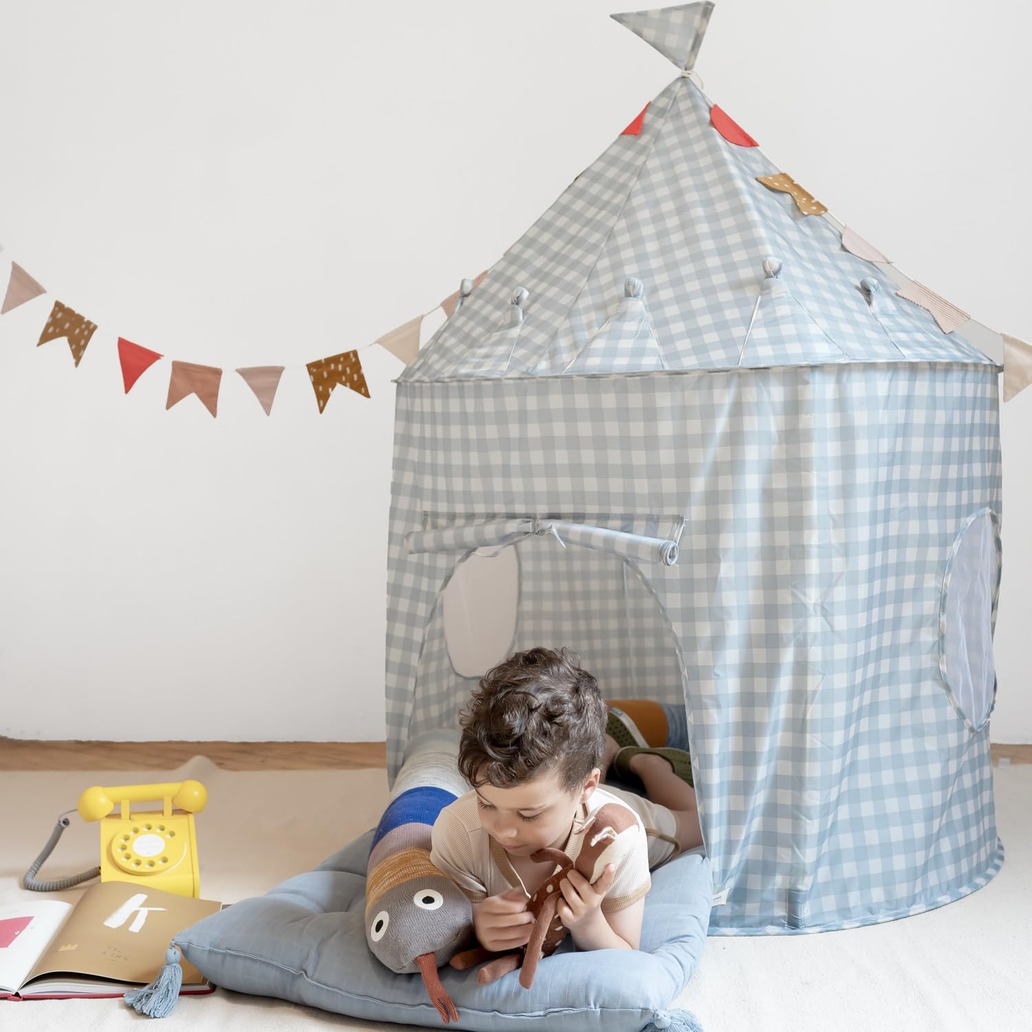 3 Sprouts Kids Play Tent, Sustainable Recycled Fabric, Fun Spacious Childs Playhouse for Indoor Games for Boys & Girls - Image 4