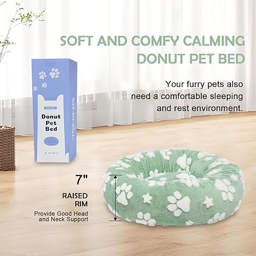 Miniatura 4 de Camas en forma de dona para perros pequeños, camas redondas relajantes para gatos de interior, bonita cama para mascotas con textura 3D con patas