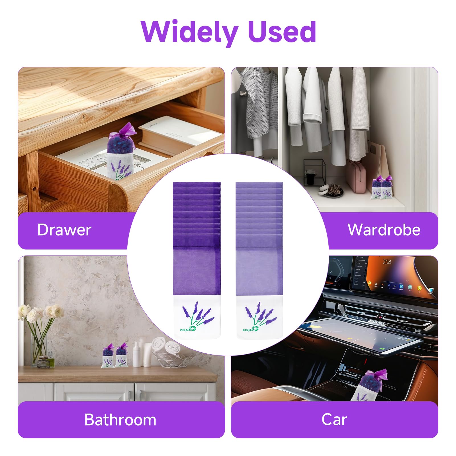 20 Sachets Vides En Organza Lavande – Pour Pot-pourri, Bijoux, Cadeaux – Taille 15,5x7,5cm, Couleur Violet Foncé/clair - 6
