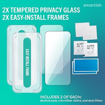 Smartish iPhone 17 Privacy Screen Protector, Tuff Sheet, 2 Pack