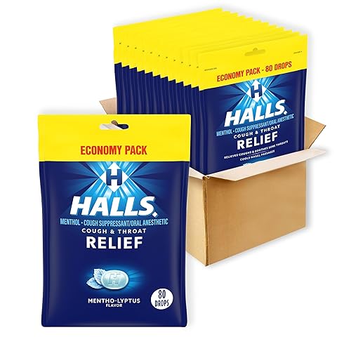 HALLS Relief - Gotas para la tos mento-lyptus, paquete económico, 12 paquetes de 80 bolsas de gotas (960 gotas en total)