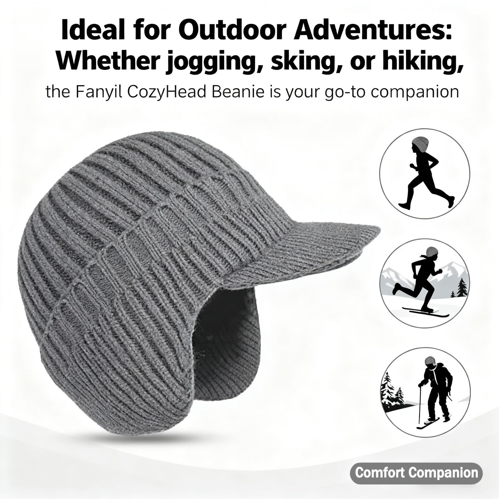 Gorro con guantes deportivos, gorro de invierno con ala y orejeras