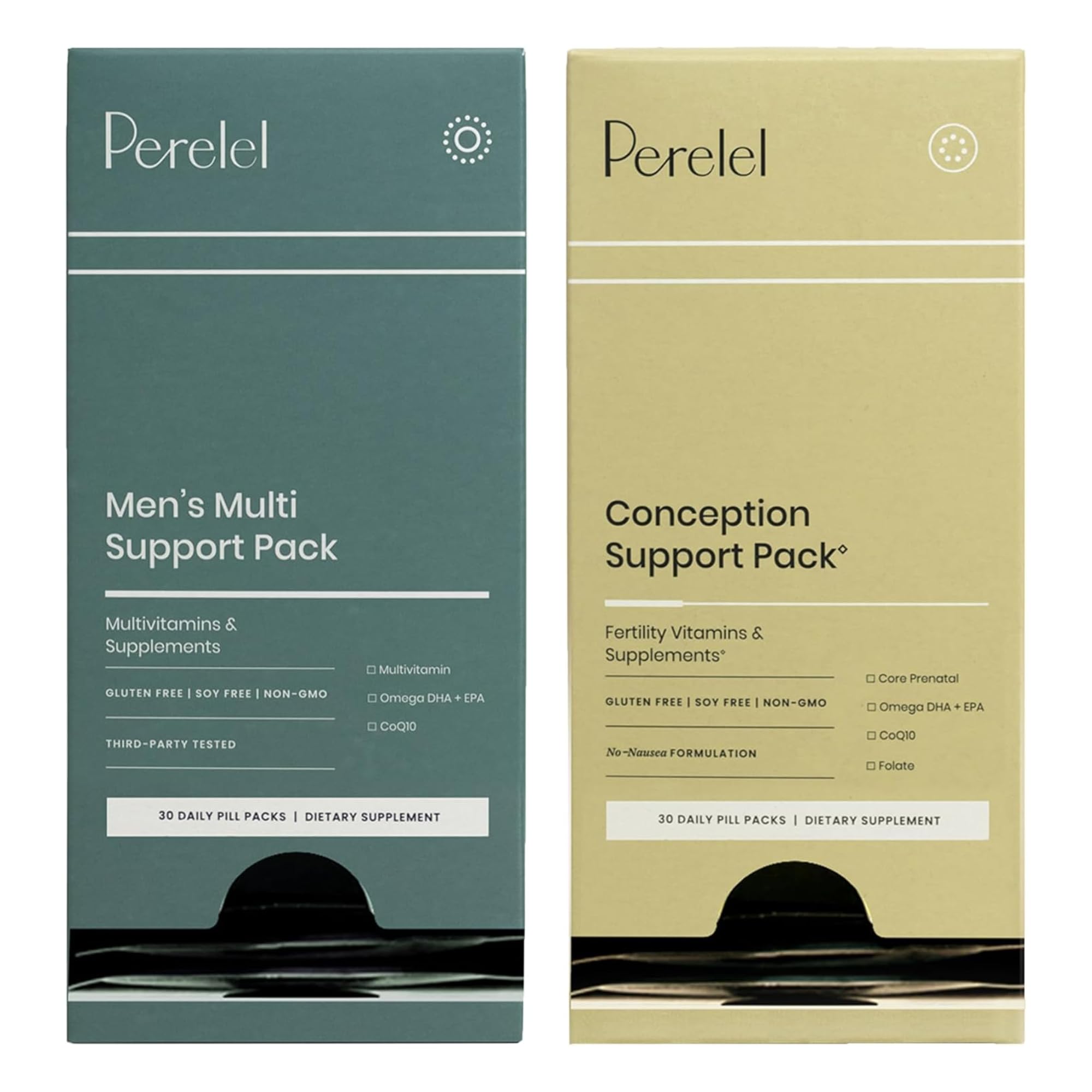 Perelel Conception Support Pack & Men's Multi Support Pack, Prenatal Multivitamin for Fertility Wellness & Daily Multivitamin for Men's Wellness, 60 Daily Pill Packs