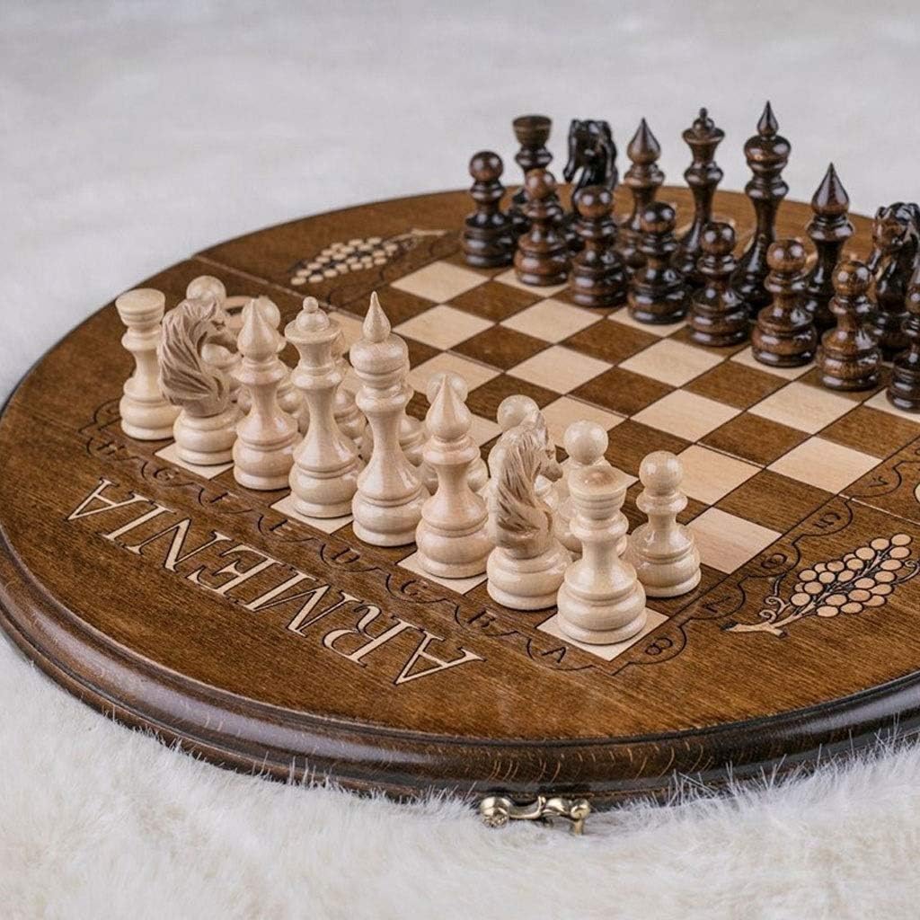 Handmade Standard Chess Set Customized Classic Round Travel Chess Gift for Chess Lovers/Beginners