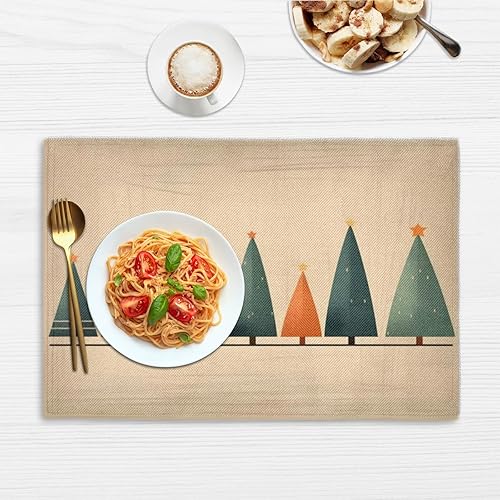 Miniatura 6 de Juego de 4 manteles individuales modernos con textura navideña, lavables, impermeables, para decoración de mesa de comedor, 18 x 12 pulgadas