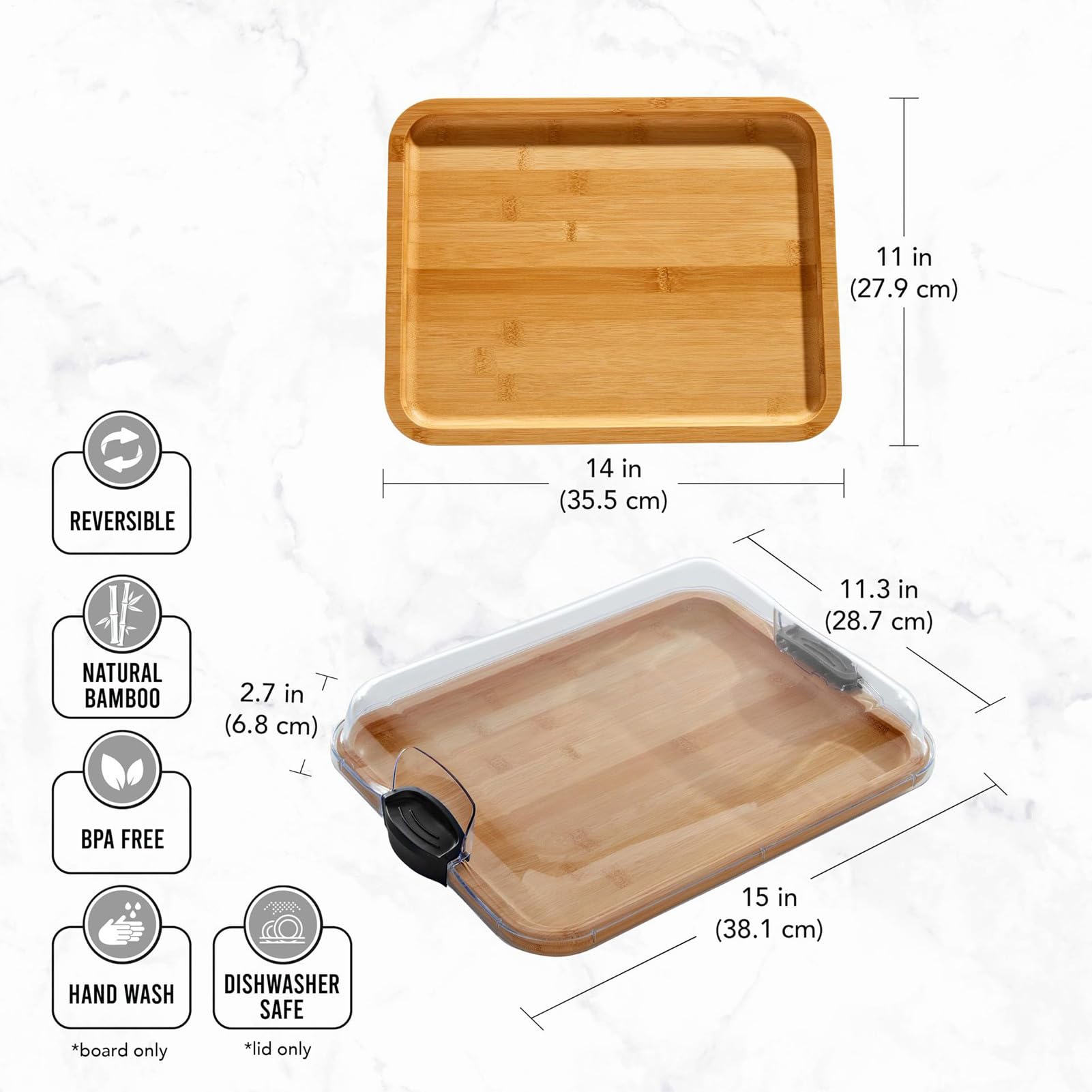 Tablas de charcutería, tablas de charcutería portátiles con tapa, utensilios de cocina de madera portátiles 2 en 1, platos cubiertos para servir queso y alimentos