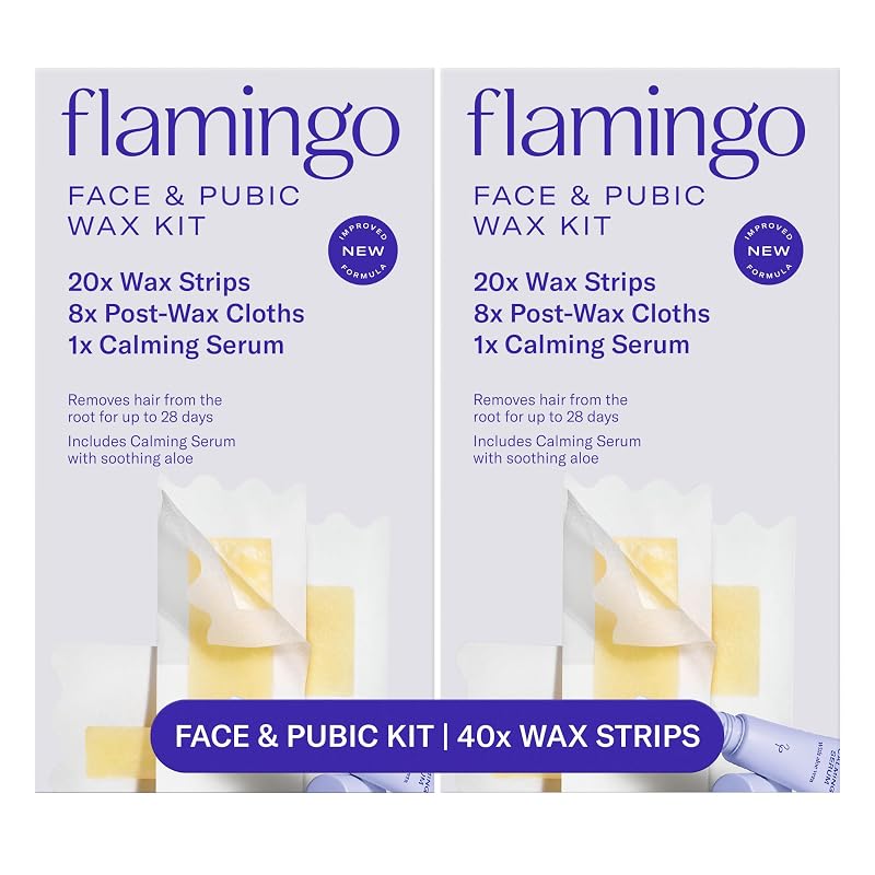 Flamingo Kit de Tiras de Cera para Rosto e Linha do Biquíni, Pacote com 2