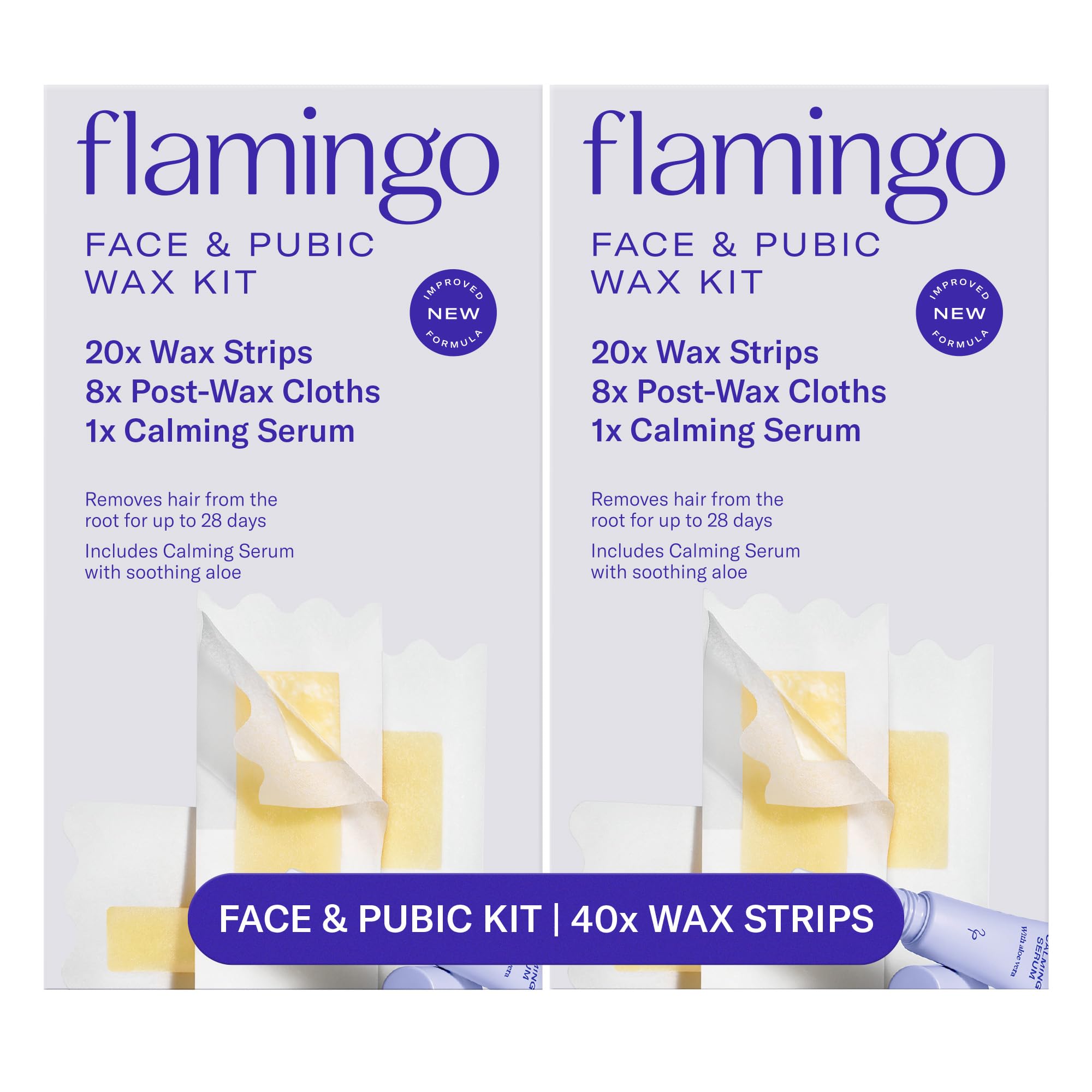 Women Face Waxing Kit, Facial Waxing Kit with 20 Wax Strips for Face, 8 Post-Wax Cloths, and 1 Post-Wax Serum, Pack of 2