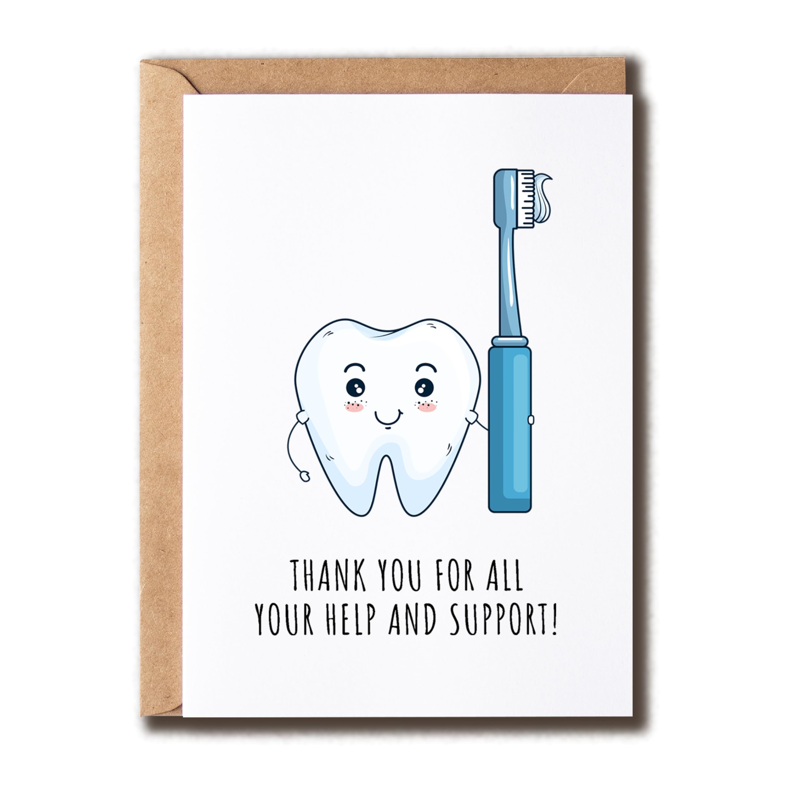 SNMDesigns Humor Teeth Card - Thanks For All Your Help And Support Card - Funny Tooth Card - Thank You Card For Dentist, 5 x 7 inches