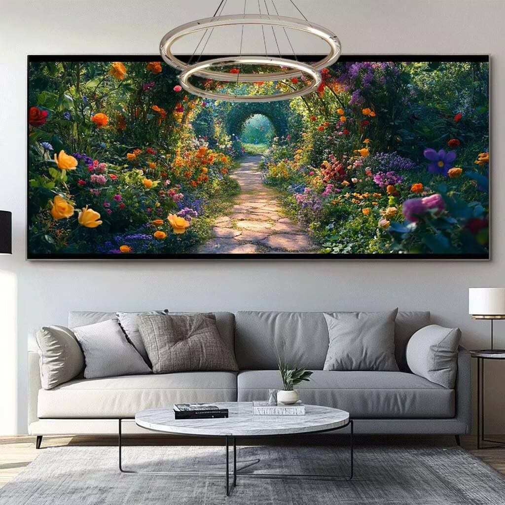 Diament Malarstwo Ogród Diament Malarstwo Dorosły Duży Format 100x300cm Krajobraz Haft Diamentowy Pełny zestaw, 5D Aktywność Ręczna Dorosły Diament Malarstwo Rhinestone Ścieg krzyżykowy, Dekoracje