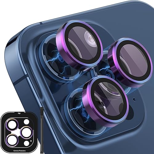 Protector de lente de cámara para iPhone 15 ProiPhone 15 Pro Max, anillo de metal Plus 9H protector de pantalla de vidrio templado compatible con