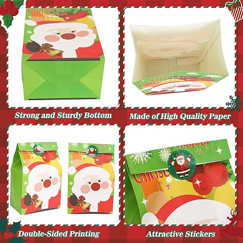 Miniatura 4 de FEBSNOW Bolsas de regalo de Navidad, paquete de 40 bolsas de regalos de Navidad con calcomanías, bolsas de dulces de Navidad para niños, galletas de
