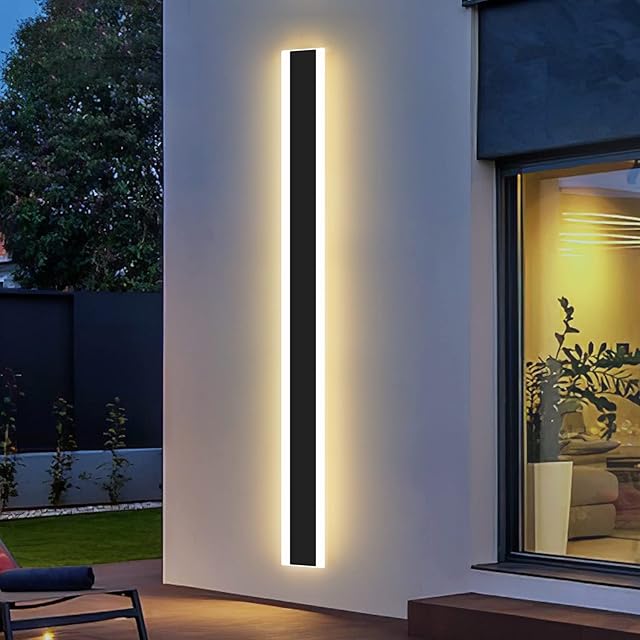 Mikeru Modern Outdoor Long LED Wall Light, 35W Warm White 3000k Wall Mounted Simple Long Acrylic Wall Light, 100CM