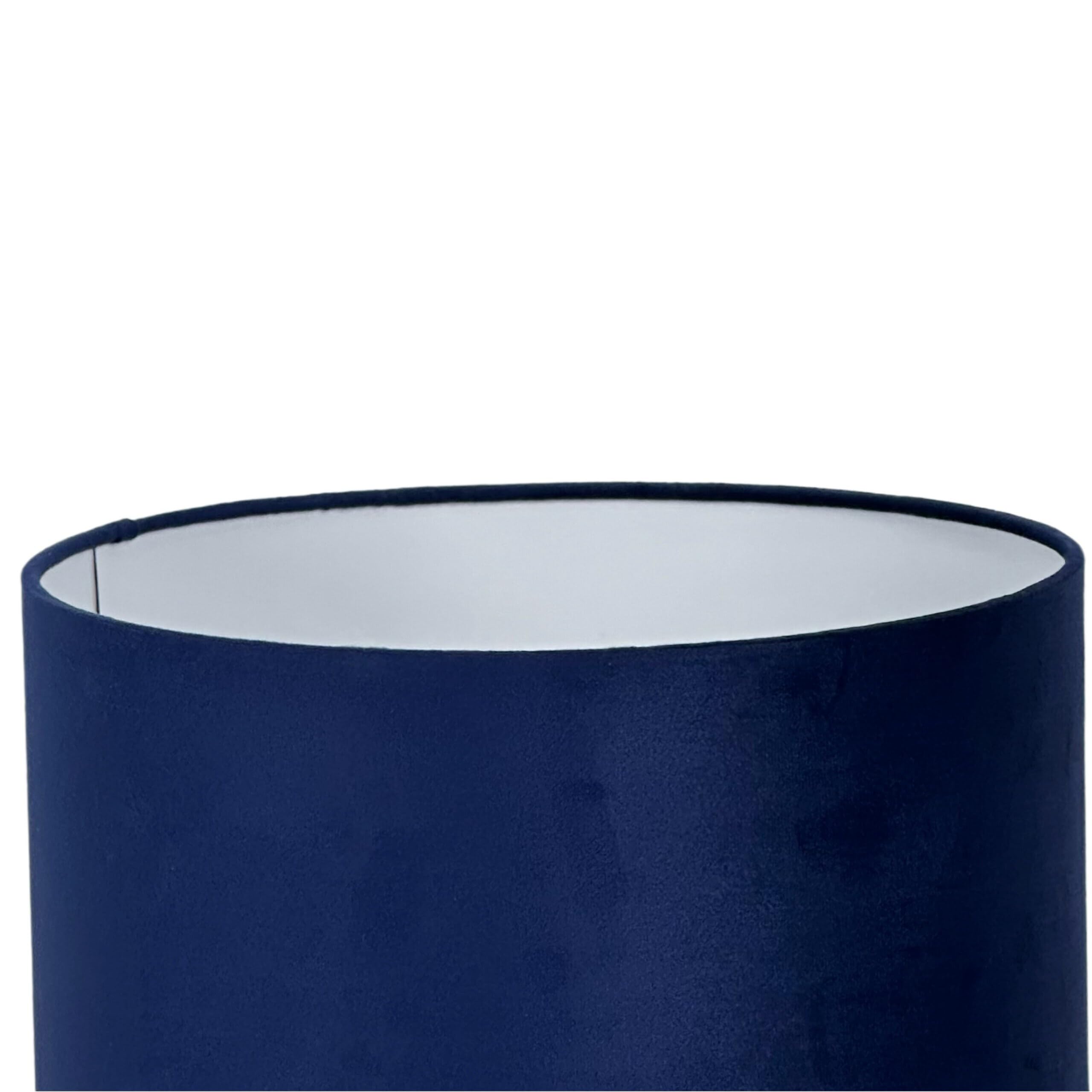 Relaxdays Lámpara de Mesa Terciopelo y Metal con Cable E27, 51x32x32 cm, Azul Oscuro y Dorado