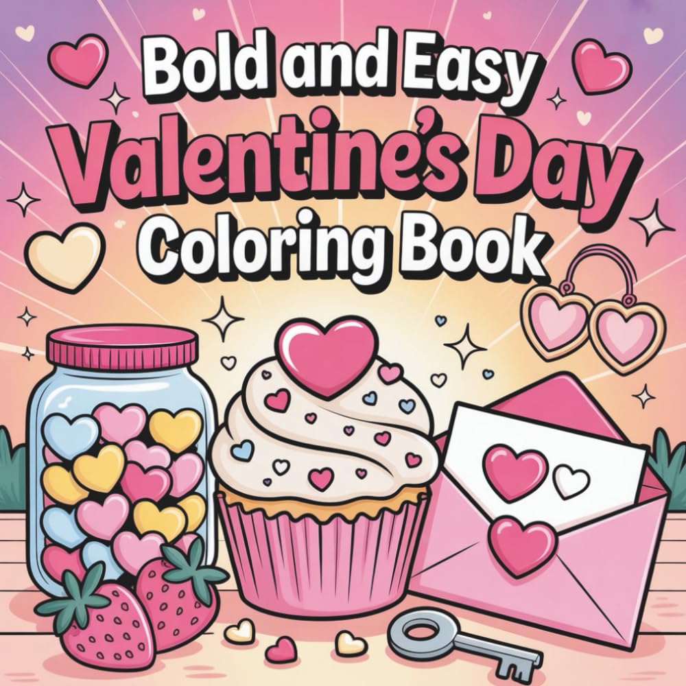 Bold and Easy Valentine's Day Coloring Book: Cute Bold & Easy Valentine’s Day Coloring Pages for Relaxation, Creativity & the Perfect Gift for Kids, Teens & Adults