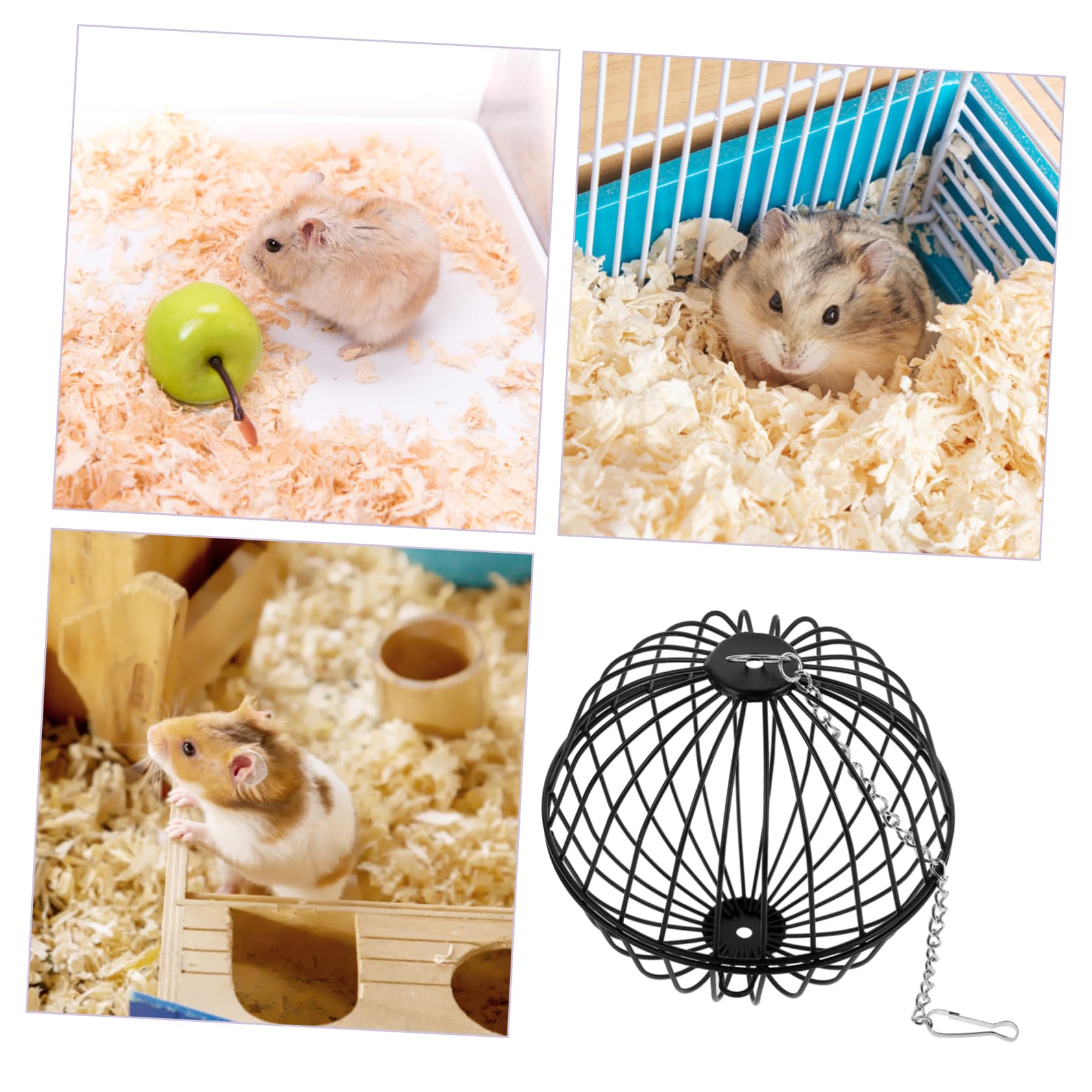 Milisten 2 Ensembles Nourrir Les Balles du Lanceur Râtelier À Foin Cage Boule De Foin pour Petits Animaux Foins Grille d'alimentation Auto Boule De Foin De Lapin Le Fer Black 3 Pièces * 2