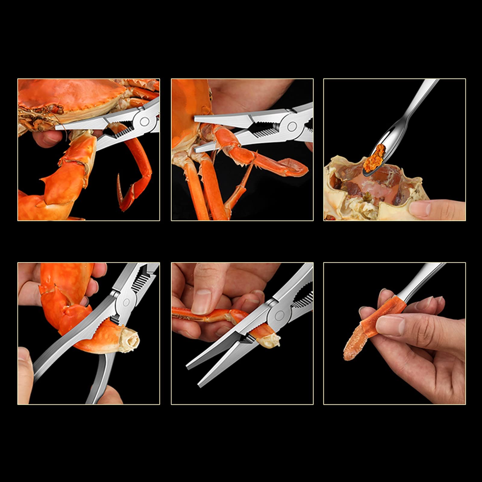 Herramientas para Mariscos Juego De Herramientas De Acero Inoxidable para Mariscos Incluye 1 Cascanueces para Mariscos, 4 Tenedores Y Palillos para Mariscos Hermoso Regal