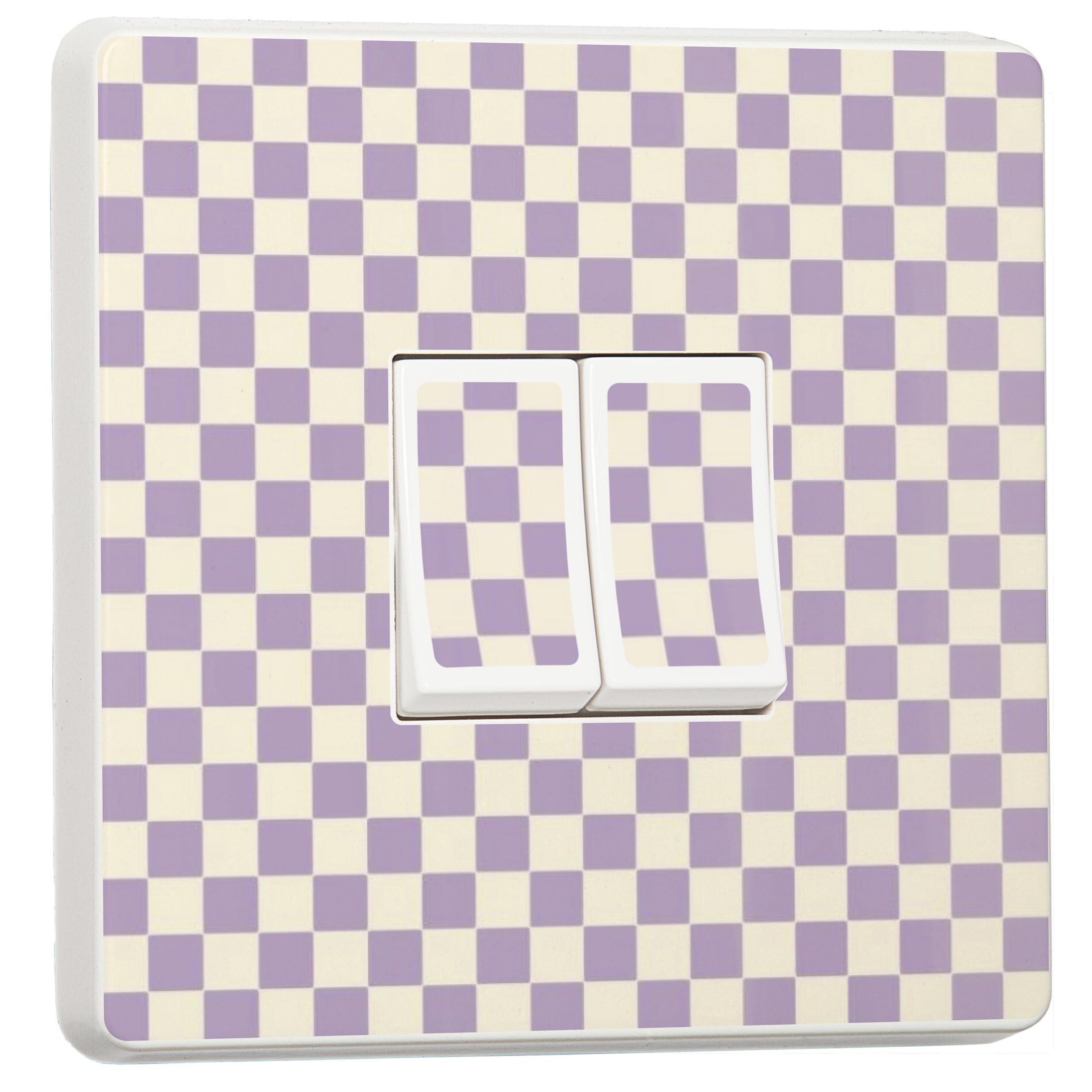 stika.co Checker Print Vinyl Light Switch Stickers – Set of 2 Decorative Skins for Single or Double Switches | Modern Home Decor in Pink, Red, Green, Orange & More (Purple, Double)