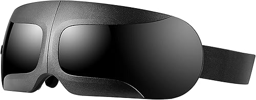 Masajeador de ojos con calefacción, regalos para hombres y mujeres para Navidad, día de cumpleaños, máscara masajeadora de ojos negros para migrañas