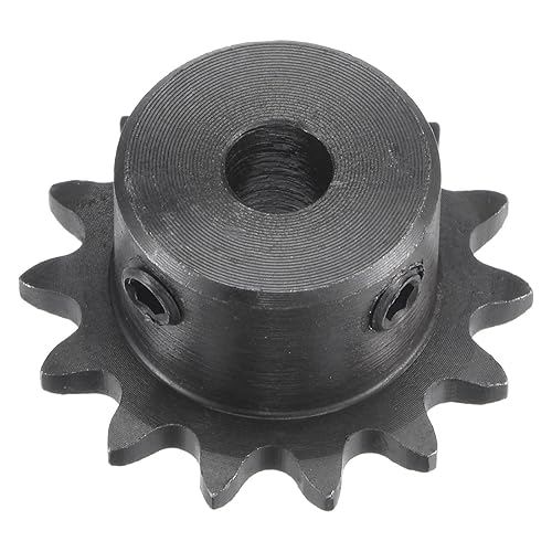 uxcell Piñón de rodillo de 14 dientes tipo B, cadena #25, paso de un solo filamento de 14 pulgadas, orificio de 0.250 in de óxido negro C45 de acero