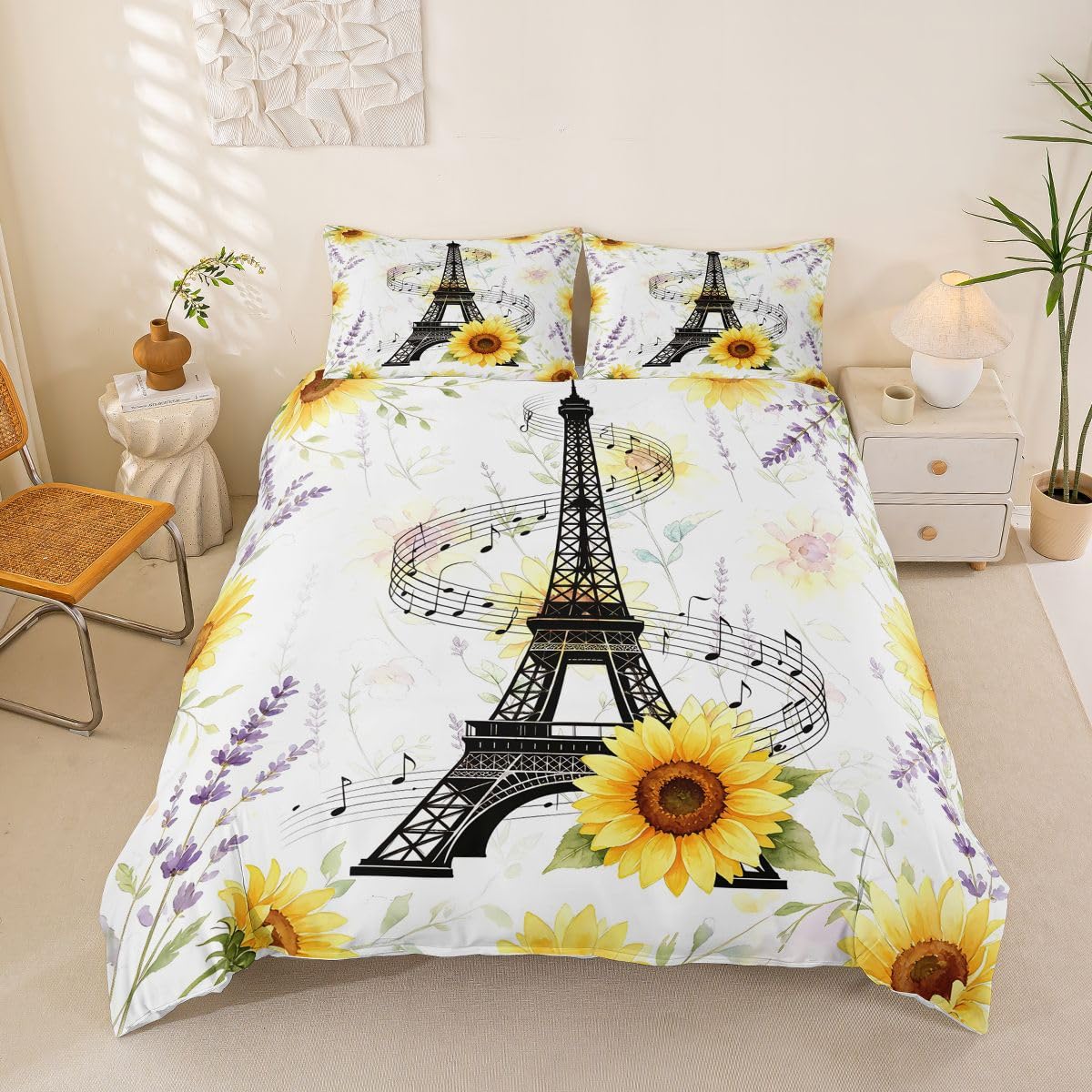 Feelyou Eiffel Tower Comforter Cover Set Kids Boys Full