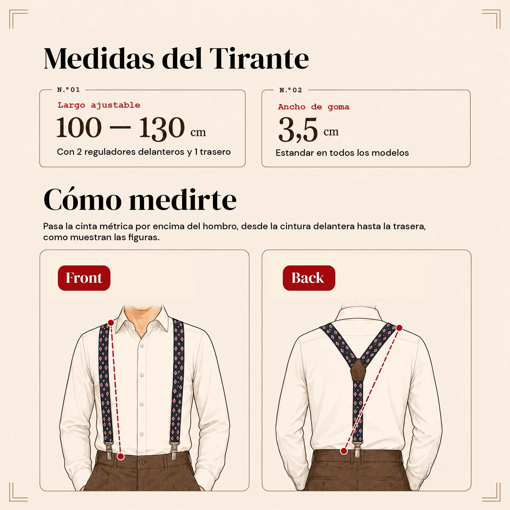 Tirantes Hombre Hechos a mano en España. Tirantes para pantalones hombre | 3 Pinzas extrafuertes.