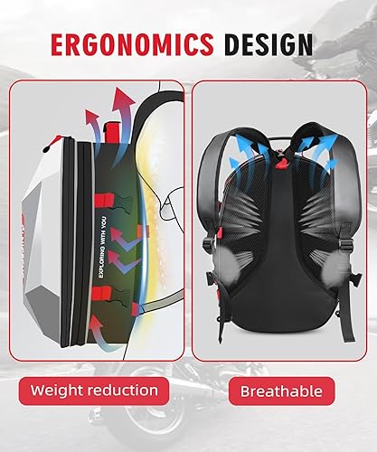 Miniatura 6 de NICECNC Mochila rígida para casco de motocicleta, 38 L, gran capacidad, bolsa de asiento trasero de motocicleta, bolsa de almacenamiento expandible