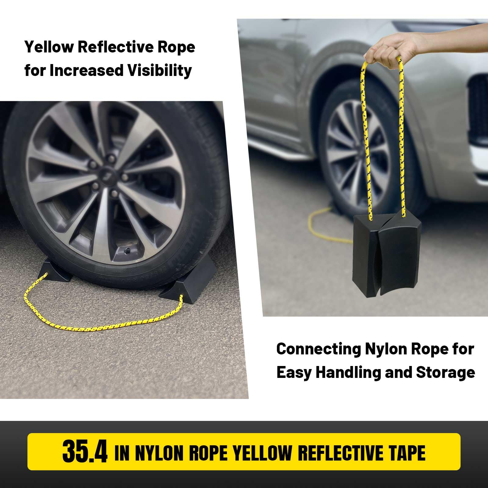 Dual Wheel Chocks, Light Non-Slip Wheel Stoppers Jamaica